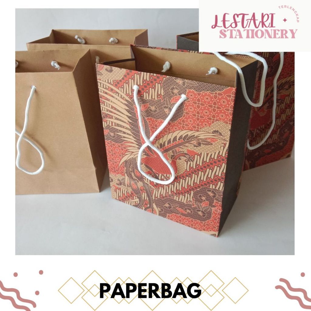 

Paperbag batik/polos 14x17x7, tas kertas,tas kado Lestari Stationery