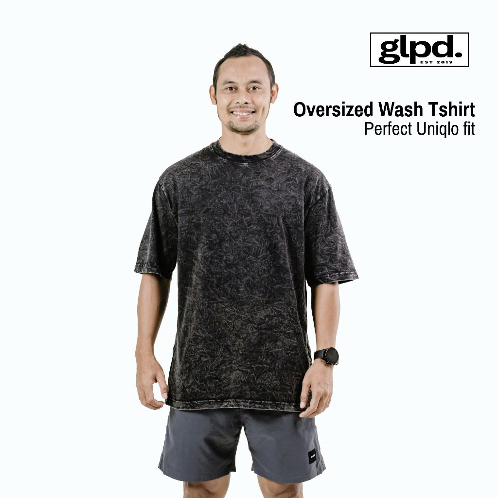 GLPD Oversized Washed T-shirt Washed Tees Kaos Polos Oversize  Wash stonewash sandwash acid wash