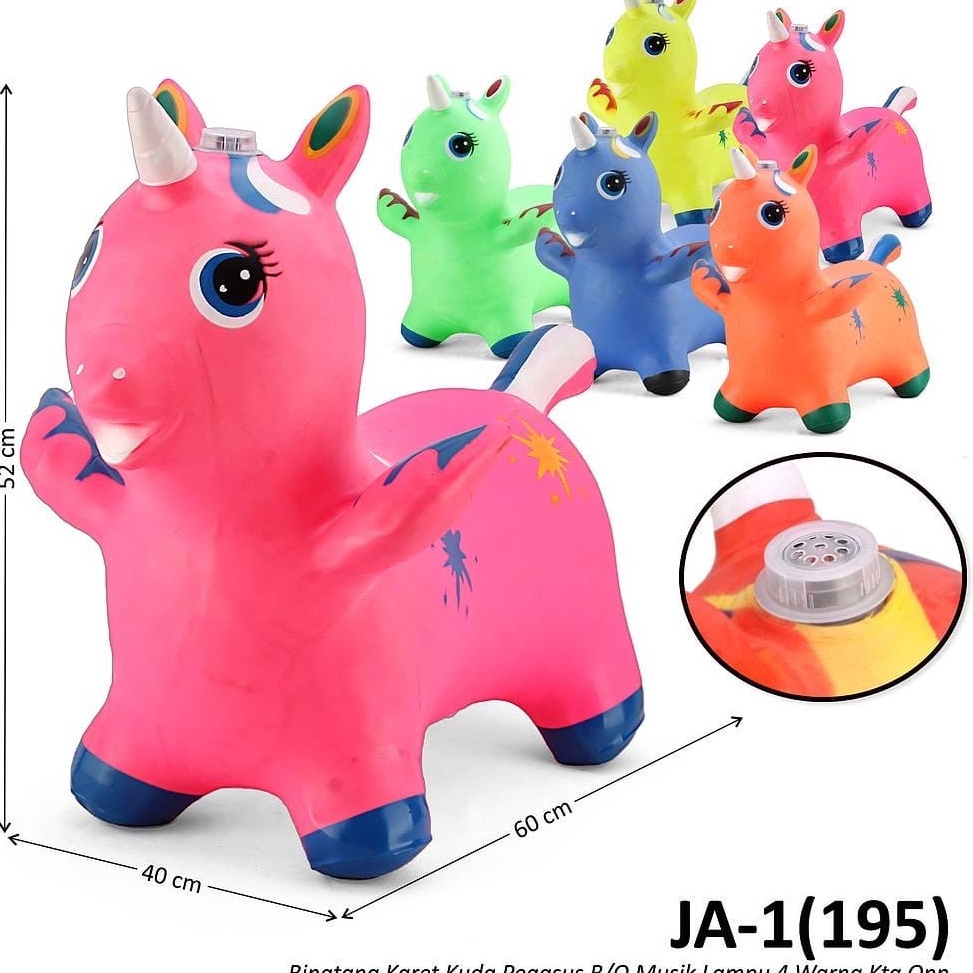 ART I22O MAINAN ANAK JUMPING ANIMAL KUDA PEGASUS MAINAN KARET LOMPAT ANAK ANAK MUSIK SUARA BINATANG 