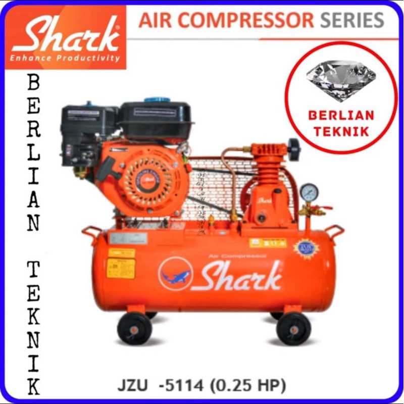 Kompresor Angin Shark 1/4 HP JZU 5114 Air Compressor + Engine Gasoline