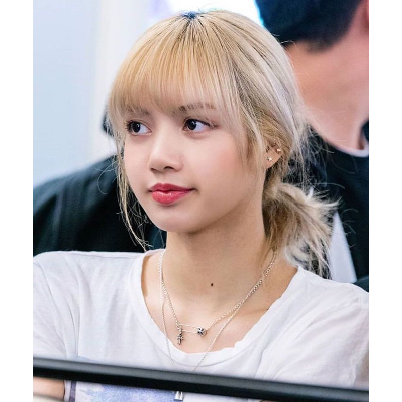 Chrome Hearts Safety Pin Necklace with Tiny Cross Pendants with Stones Lalisa Manoban Blackpink Kpop