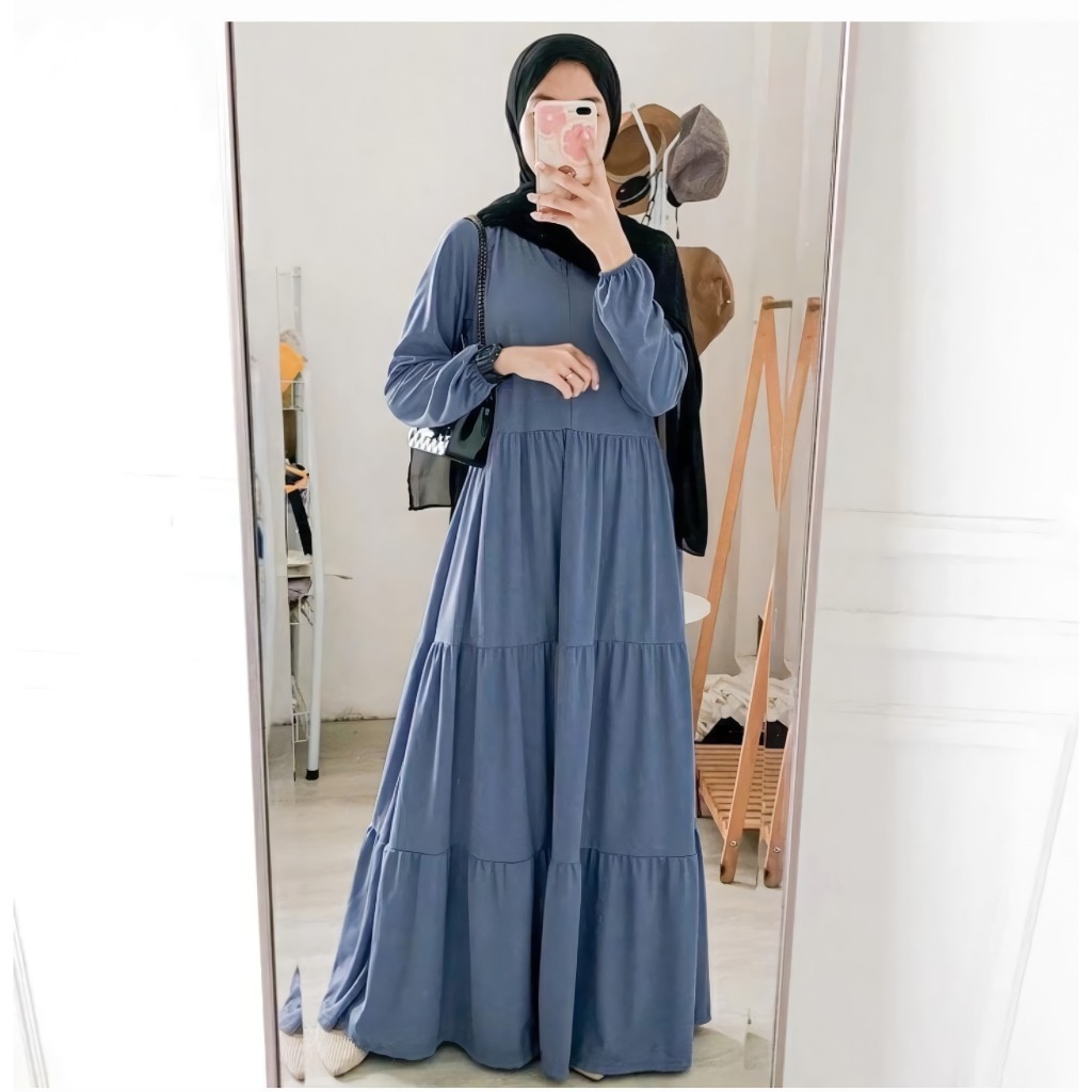 Gamis Polos Rayon Twill - Dress Rayon Susun Busui Friendly Home Dress