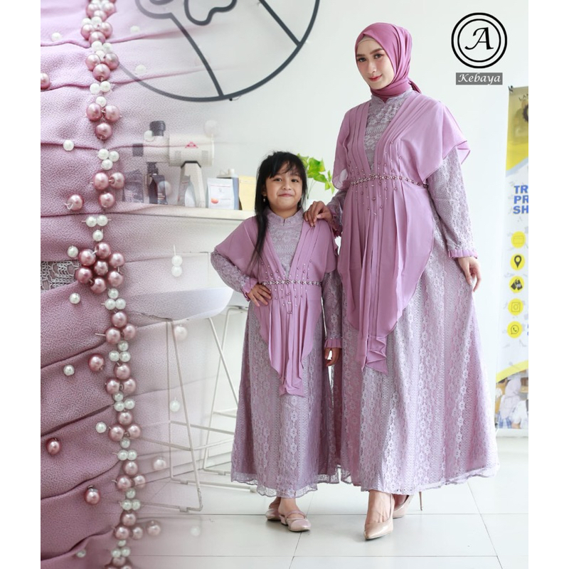 (COD) GAMIS COUPLE AIRA BROKAT MALIKHA / GAMIS BROKAT / GAMIS PESTA / GAMIS SERAGAMAN / GAMIS MOM&KI