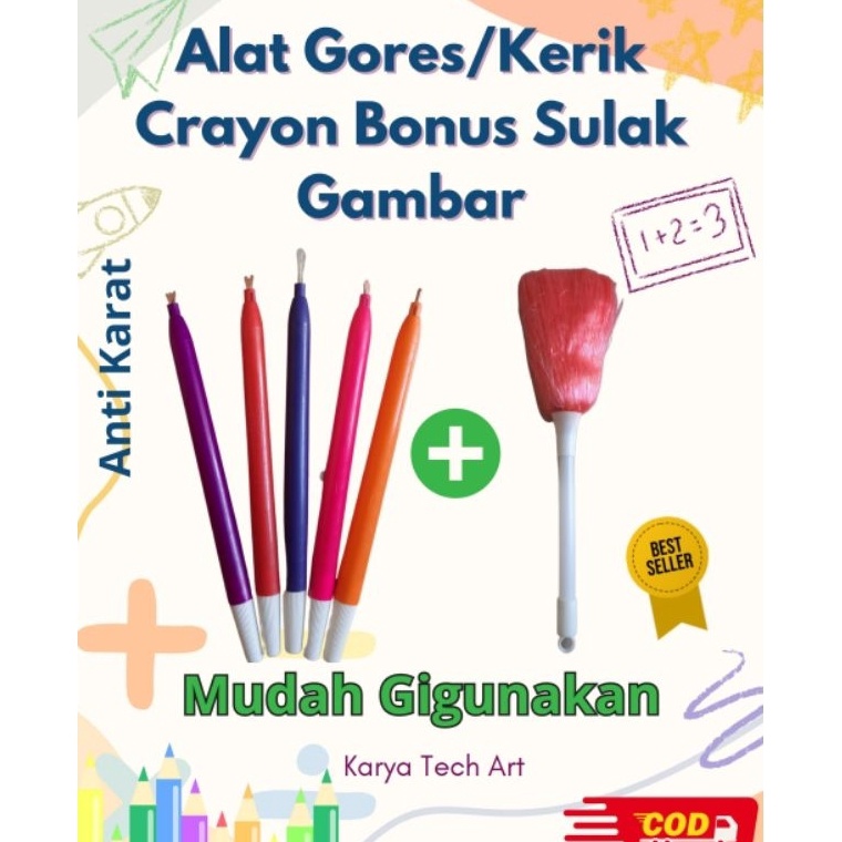 

ALAT GORESKERIK CRAYON BONUS SULAK BOX TEMPAT PENYIMPANAN Gagang plastik ART V7N1