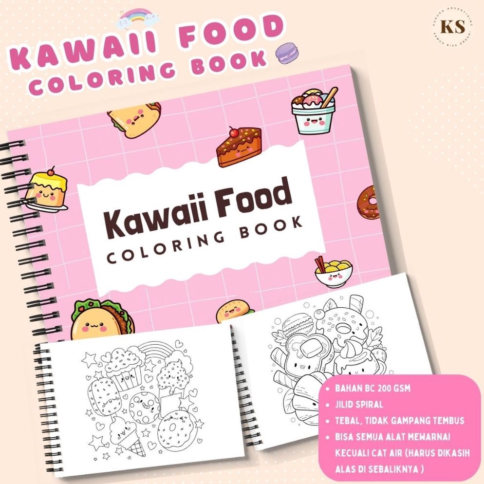 

Kawaii Food Cozy Coloring Book Relaxing Activity Buku Mewarnai Remaja Dewasa Aesthetic Kertas Tebal ART G6O4