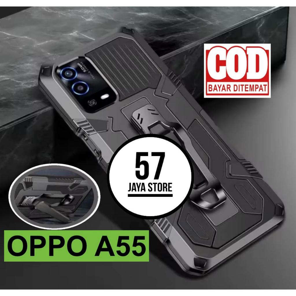 case robot Oppo A55 hard case model terbaru klip silicon standing case armor