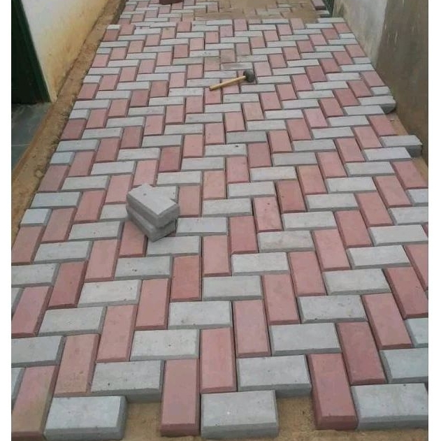 PAVING BLOCK BATA PRESS (20x10)TEBAL 6/8 CM VARIASI MERAH & ABU