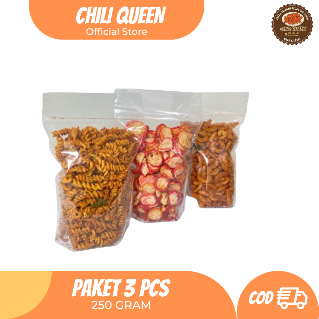 

Paket 3 Pcs 250 Gram Makaroni Spiral + Makaroni Pedas + Kerupuk Seblak