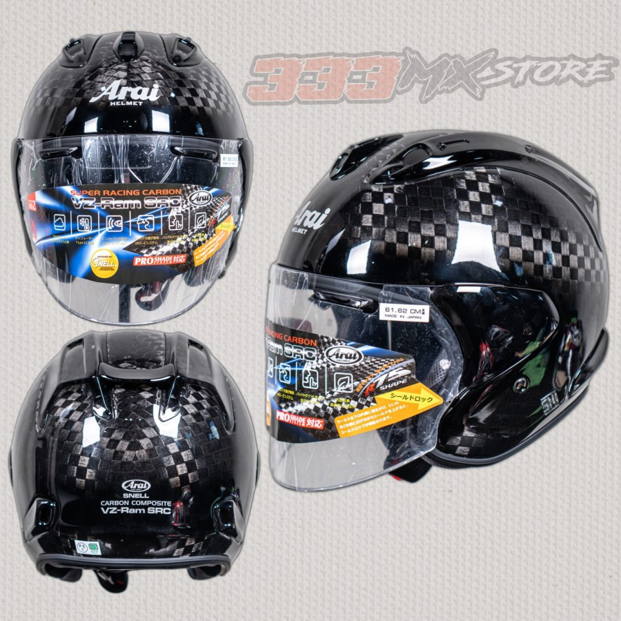 Helm ARAI VZ-RAM SRC Carbon Black Helm Half Face Arai VZ-RAM Original