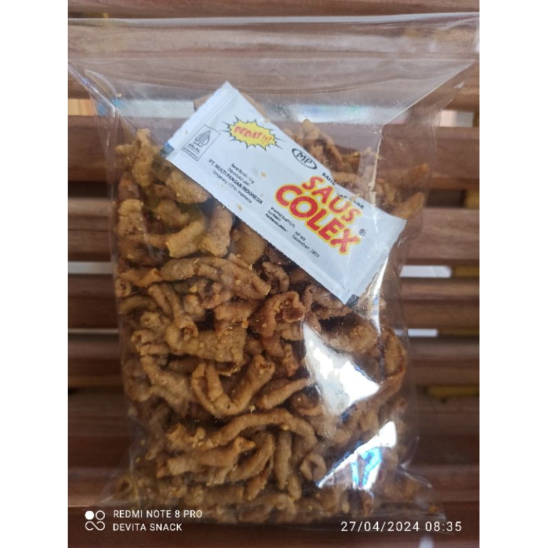 

Keripik Usus Ayam free saos sambel sachet ,rasa gurih dan renyah kemasan 250 gram