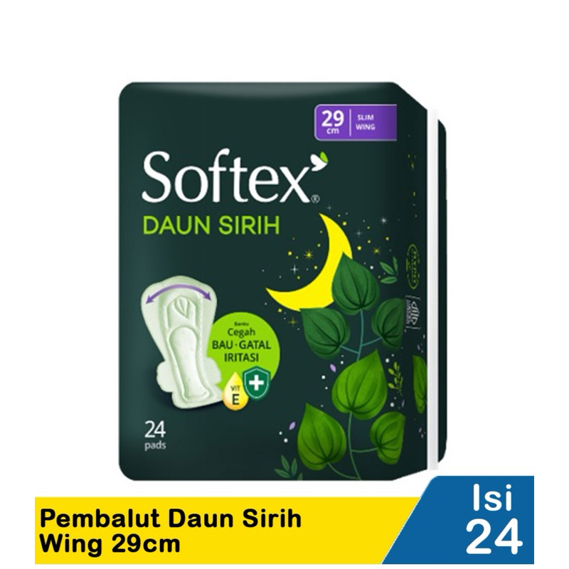Softex Daun Sirih Night Pink Pembalut 29cm isi 24 pads atau 36cm isi 18 pads