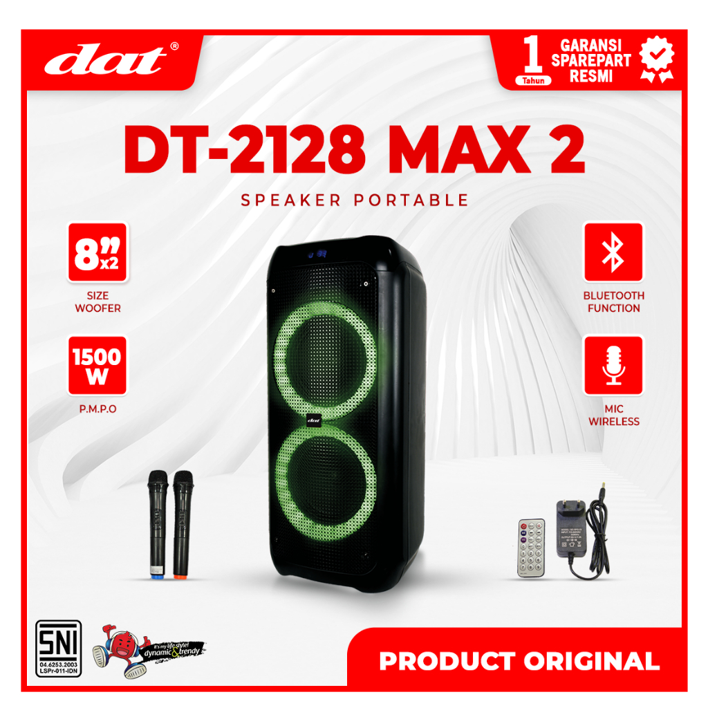 DAT Speaker DT 2128 Max Trolley 8 Inch Bluetooth Mic