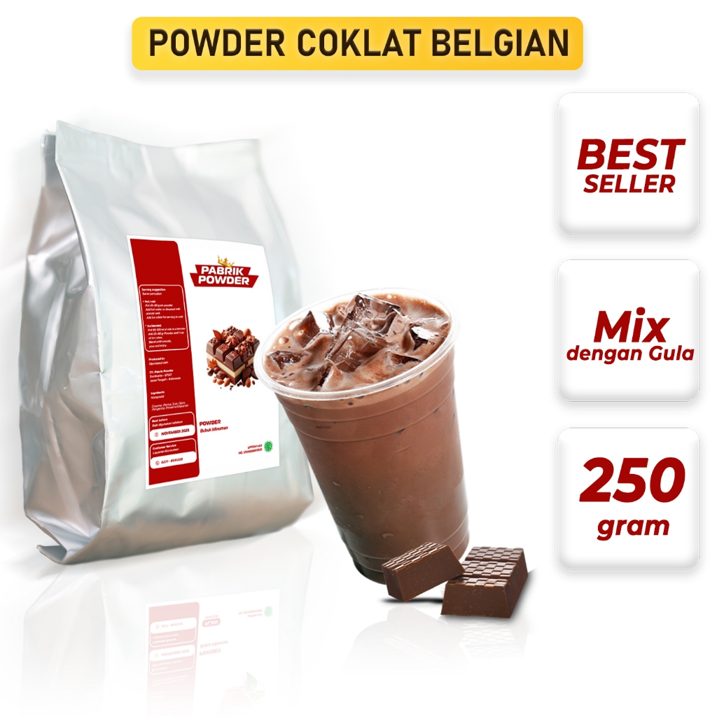 

Powder Coklat Belgian 250 Gram, Chocolate Drink , Bubuk Minuman Cokelat