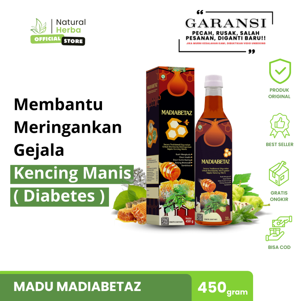 

Madu Diabetes Mengatasi Kencing Manis Ramuan Herbal Penurun Gula Darah Alami Original Halal BPOM