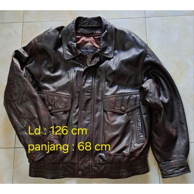 Jaket kulit bomber vintage YSL
