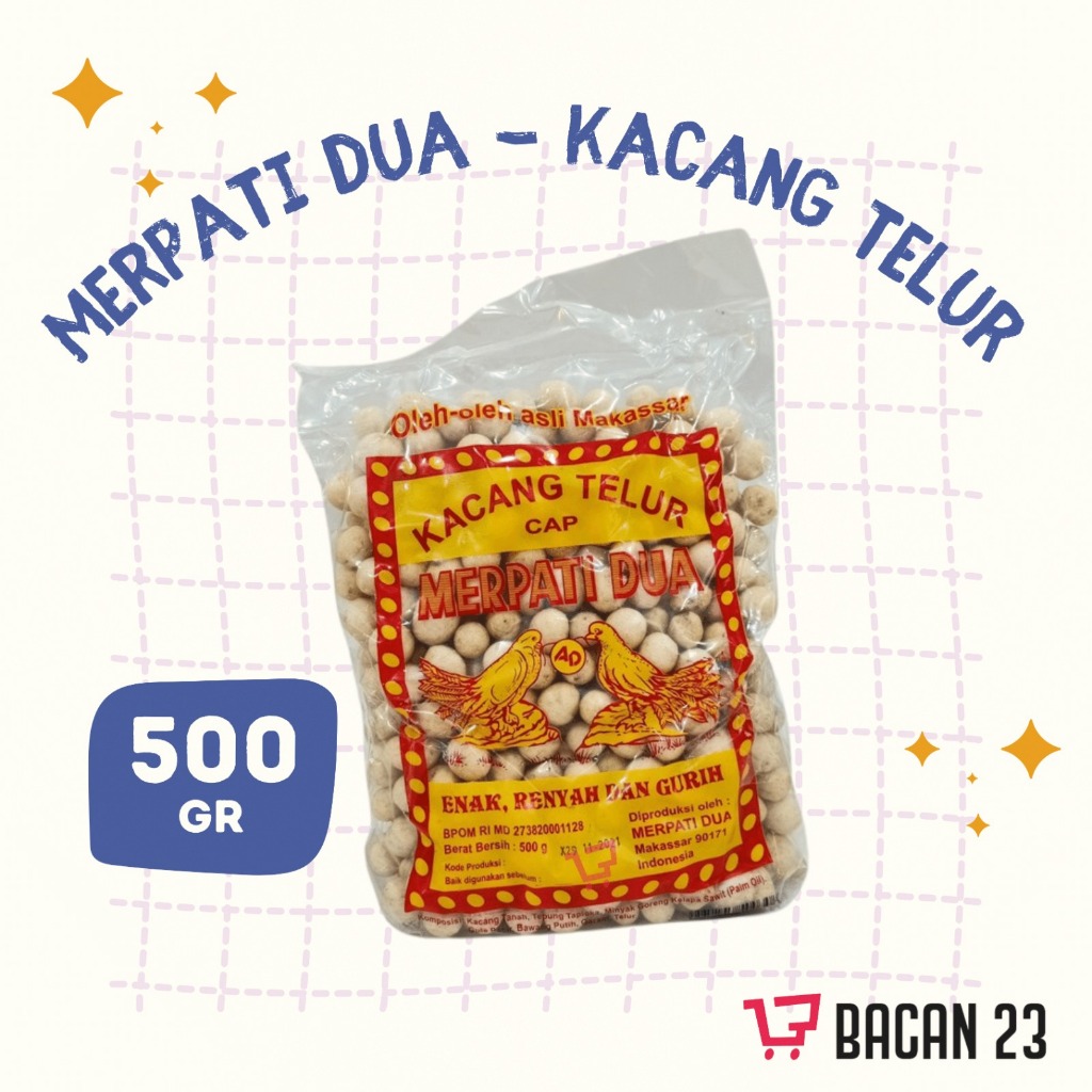 

Kacang Telur Cap Merpati Dua (500 Gr) / Kacang Teloor / Oleh-Oleh Khas Makassar