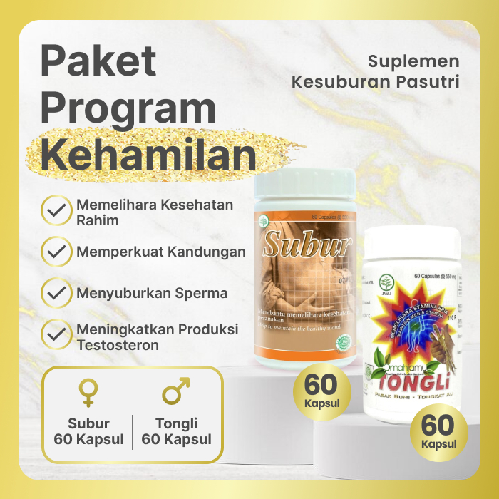 Pil Subur 60 dan Tongli 60 Paket Promil Kesuburan Suami Isteri Penyubur Kandungan Wanita dan Penyubu