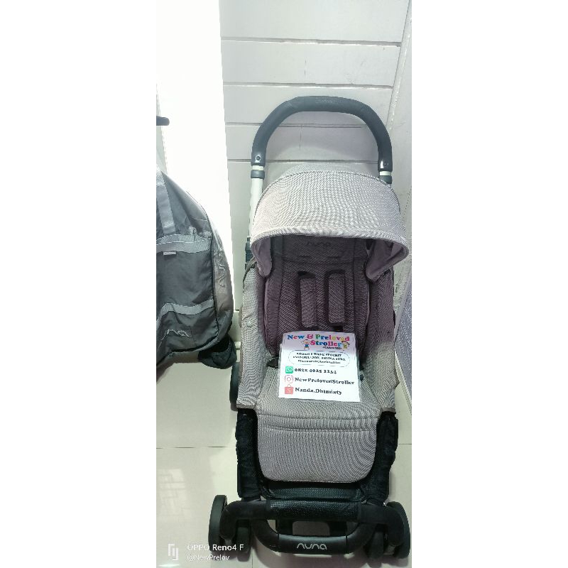stroller Nuna Pepp preloved grey lengkap tas