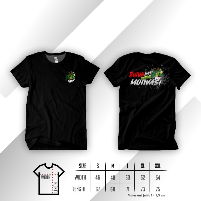 KAOS/KAOS BUTUH NASI BUKAN MOTIVASI/SPORT T-SHIRT/DISTRO/FREE STICKER