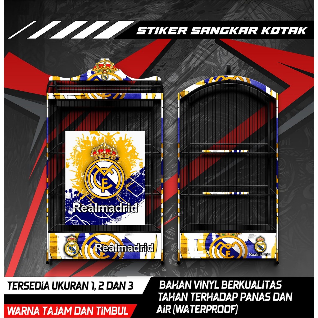 

Stiker Decal Sangkar Burung Kotak, Kosan, Koper, Kenari, Cendet, Cucak Ijo, Real Madrid, Anti Air