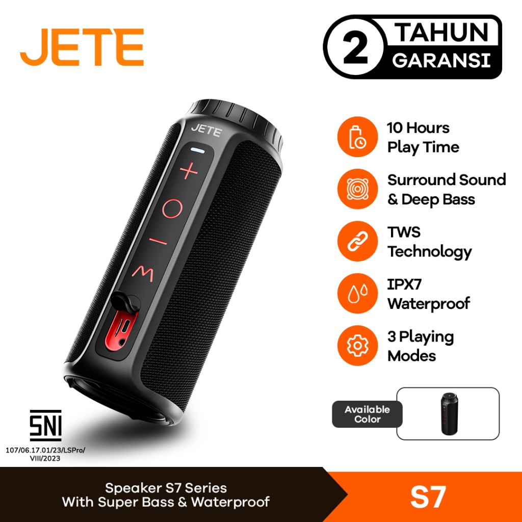 JETE Speaker Bluetooth S7 - Audio Super Bass - IPX7 - Speaker Portable - Garansi 2 Tahun