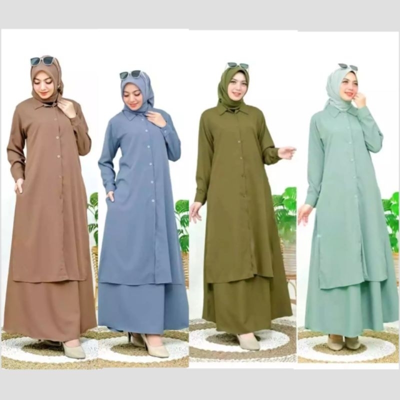 Vania Set - Setelan One Set Rok dan Atasan Jumbo M L XL XXL Bahan Ity Crepe Premium