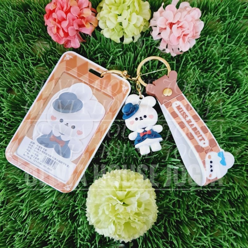 

ID Card Holder Rabbit Dress Coklat Topi Gantungan Kunci Kelinci PC Holder Name Tag Rabbit Dress