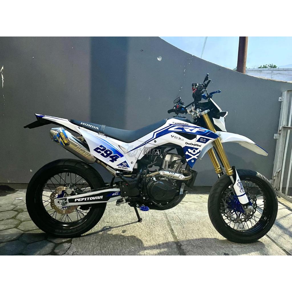 DECAL SUPERMOTO PUTiH BIRU CRF 150 - STIKER FULLBODY CRF NEW 2024