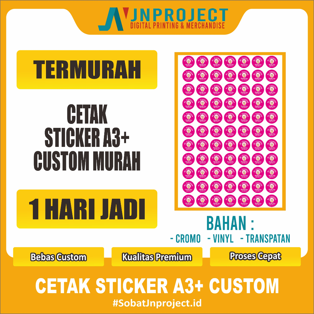 

Cetak Stiker - Stiker Label - Cutting/Cetak Stiker Label/Kemasan/Logo - Print Stiker A3+ - Stiker
