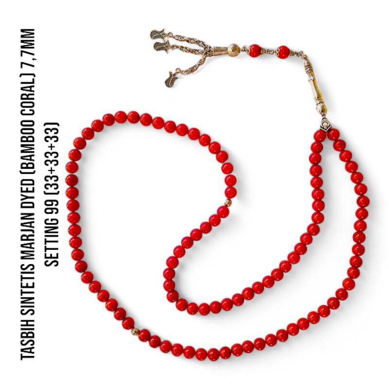 Tasbih Marjan Sintetis Bamboo Coral DYED Original Mesir