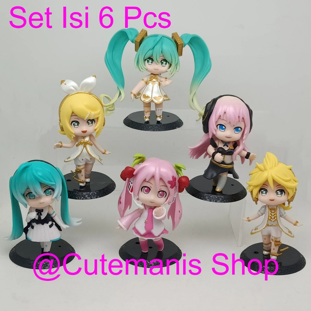 Mainan Figure Anime Hatsune Miku Figure Rin Miku Len Set Isi 6 Pcs