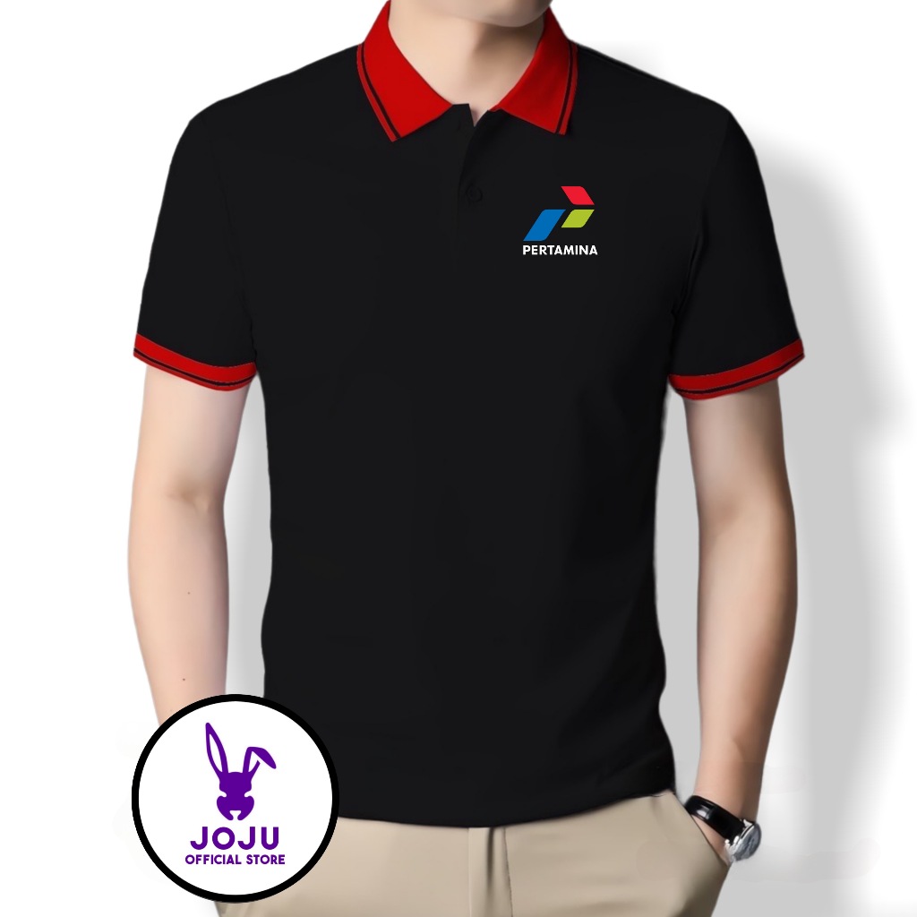 JOJU Kaos Wangki Polo Atasan Tshirt Pria Kerah Wangki Big List LOGO PERTAMINA