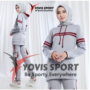 Setelan Senam Hoodie Jumbo / Setelan Olahraga Wanita Gym Lari Yovis Sport / Setelan Yovis