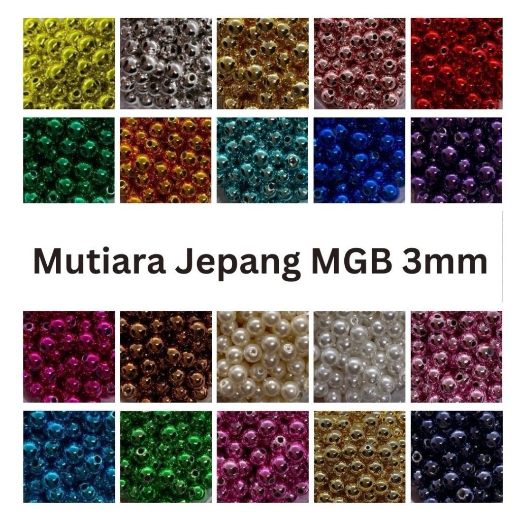 Mote Payet Manik Mutiara 3mm MGB Asli Jepang 10 gram