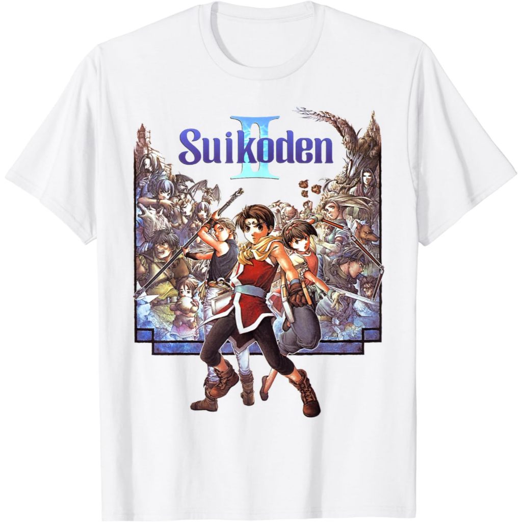 Kaos Dewasa Suikoden II Box Art Epic Adventure Retro Game Tribute Art T-Shirt Fashion Baju Atasan An