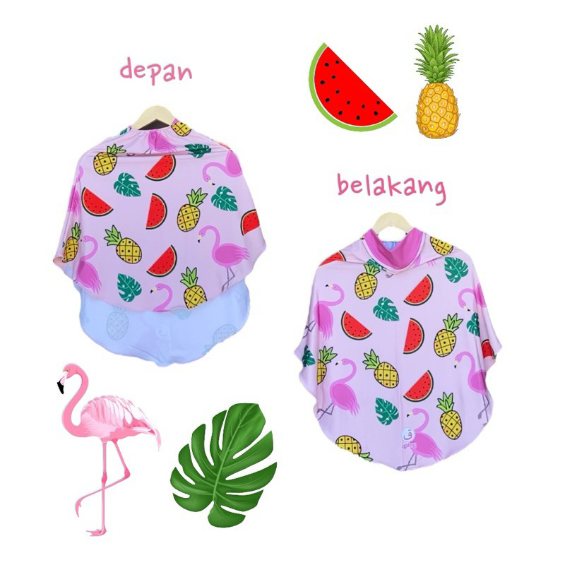 BERGO PRINTING INSTAN ANAK MOTIF FLAMINGGO / HIJAB INSTAN ANAK / HIJAB KARAKTER LUCU