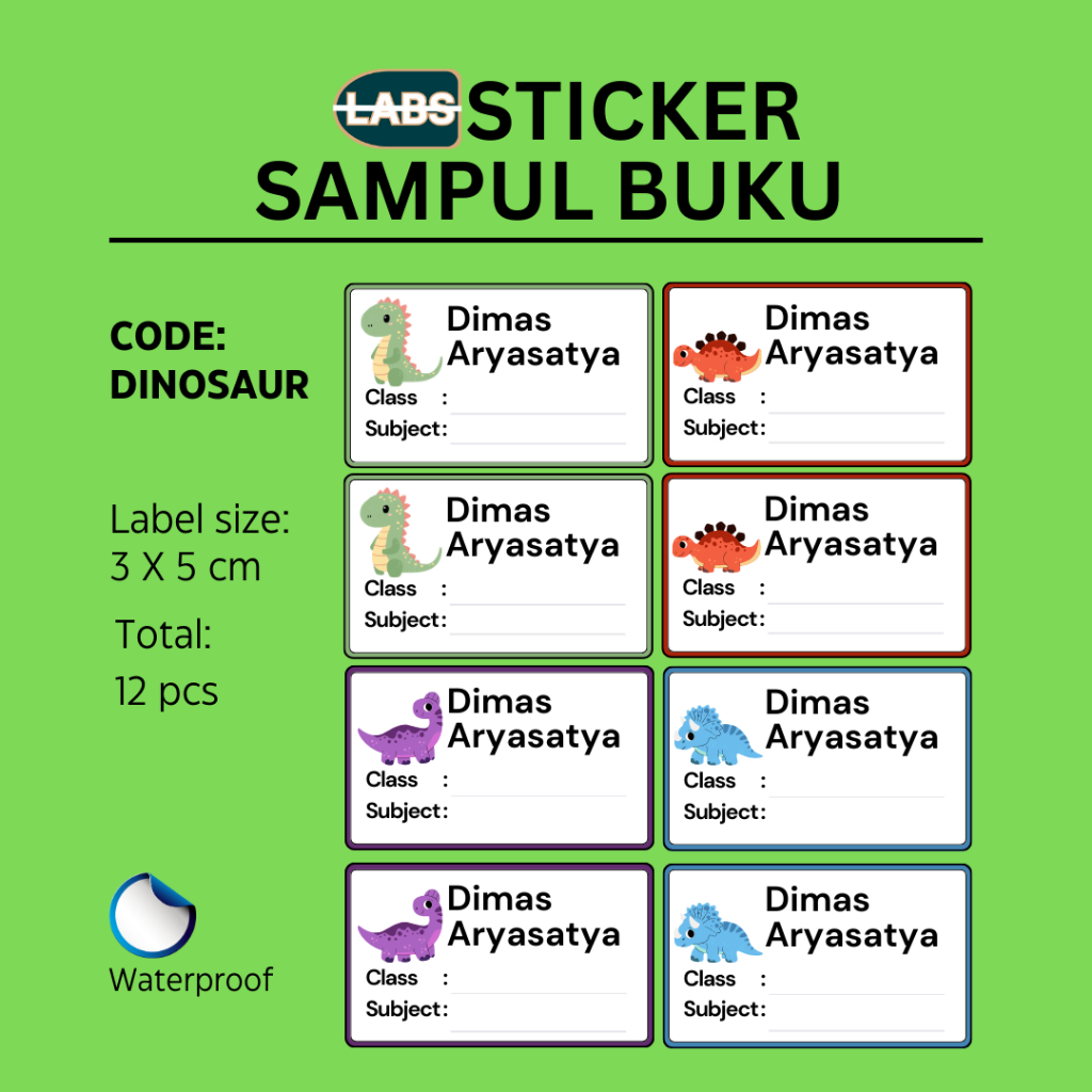 

Stiker Sampul Buku Anak Sekolah Tahan Air Ukuran 3x5 cm
