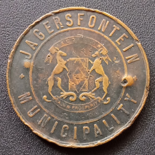 Koin Kuno Token Air Galon Afrika Selatan Kota Jagersfontein tahun 1913 LANGKA