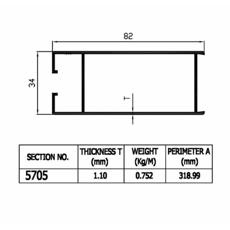 Aluminium Dacon Folding Door 5705 Tiang Polos Panjang 5m Aluminium Batangan