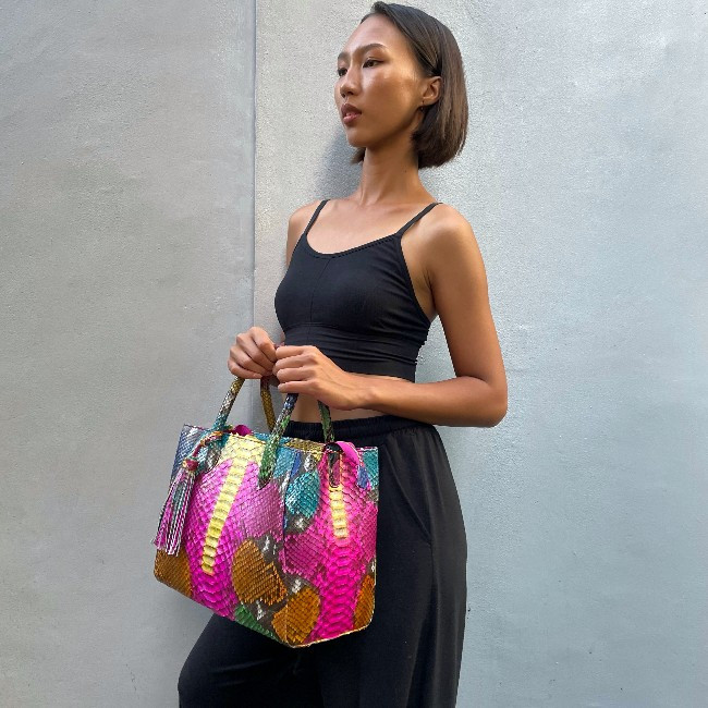 MULTI COLOR TOTE/ TAS KULIT WANITA/ TAS BESAR/ TOTE BAG/ EXOTIC TOTE