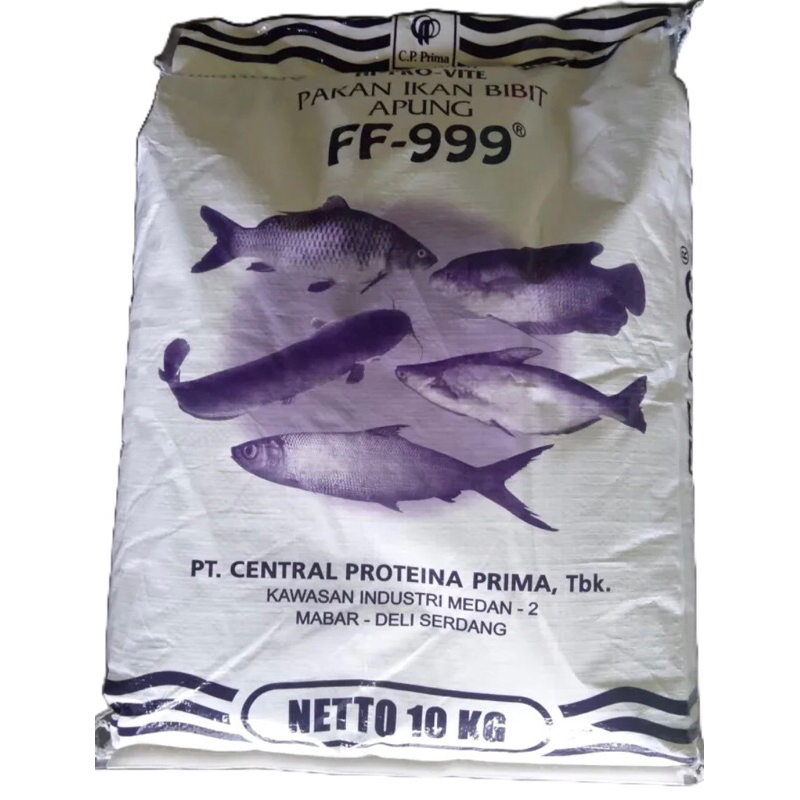 Pakan ikan bibit  FF-999 Karung 10 KG Pakan Apung Makanan Ikan Peliharaan Lele,Nila,Patin, Gurame FF