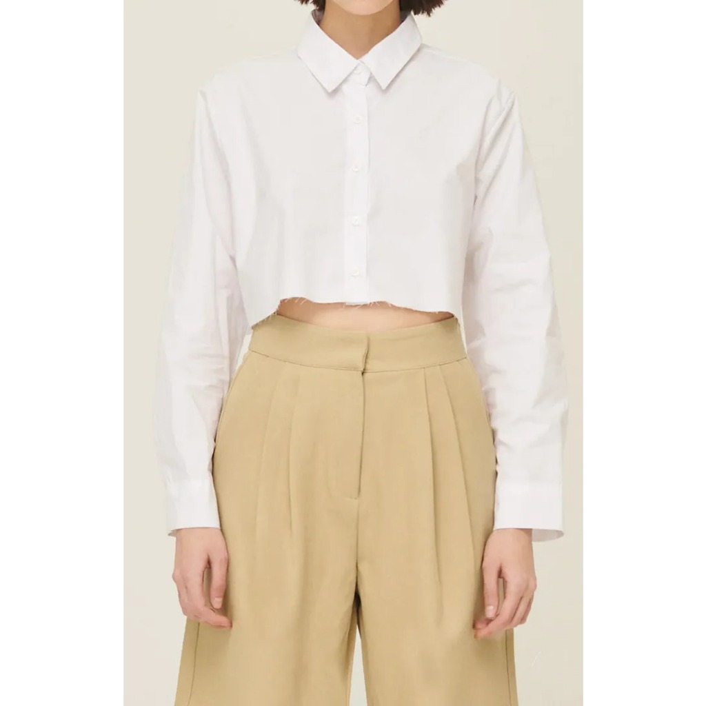 SALE READY STOCK Crop Shirt with Unfinished Details