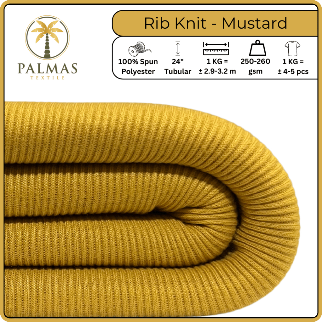 Kain Rib Knit - Mustard (Bahan Kaos)