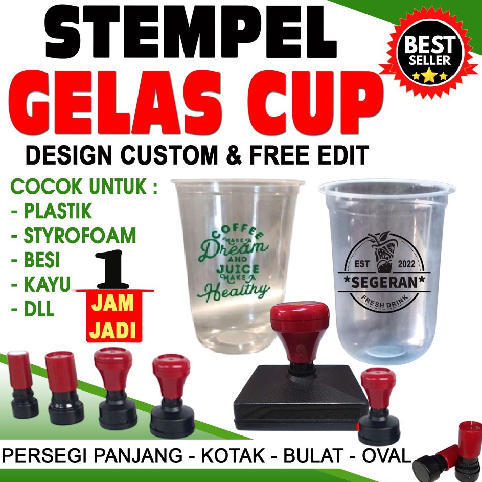 

Obral Berkualitas stempel Gelas Cup Plastik CustomFree Tinta