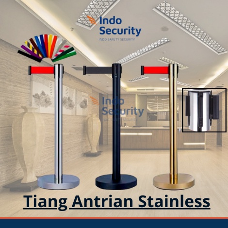 

Grosir Khusus TIANG PEMBATAS ANTRIAN STAINLESS Tiang putih pita merah 2M
