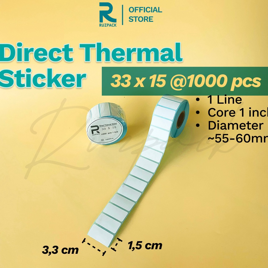 

Hadir Baru Direct Thermal Sticker 33x15 MM Stiker Resi Pengiriman Label Barcode Thermal 1 LINE 1 PCS