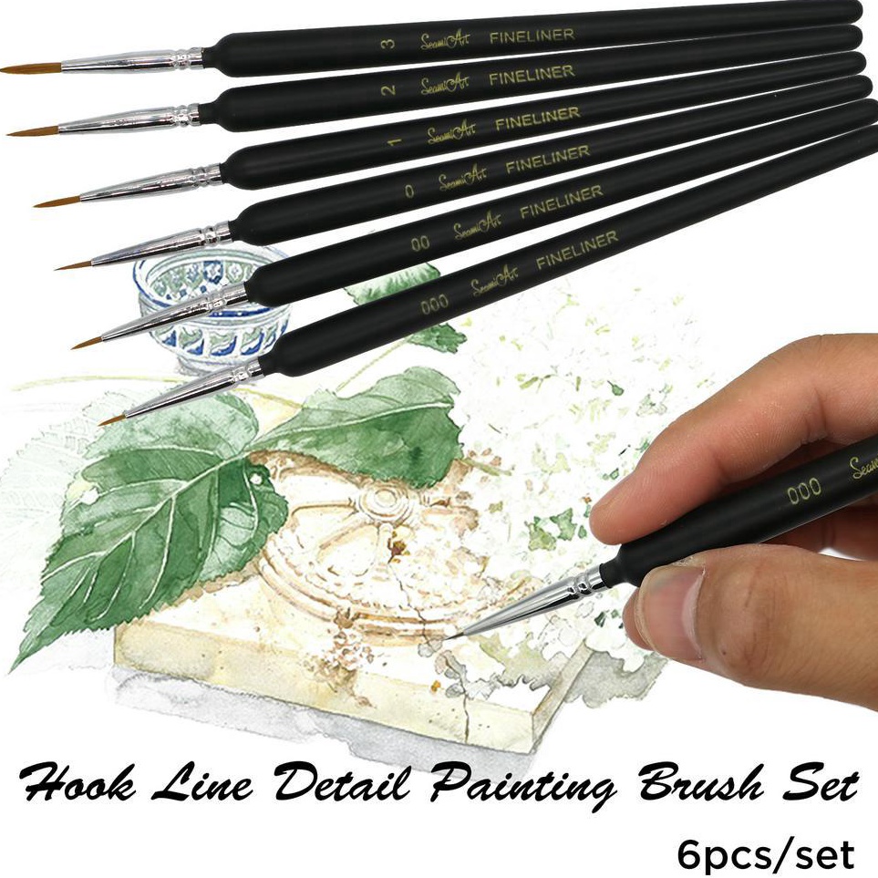 

Spesial Price SeamiArt 6pcs Hook Line Paint Brush set Kuas cat Warna air Cat akrilik Cat minyak Menggambar kuas