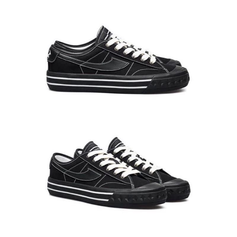 Sepatu Compass Full Black Lis Putih Sneaker Hitam Polos Cocok Untuk Sekolah