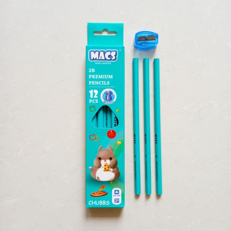 

[ PACK ISI 12 MURAH ] Pensil Macs 2B Premium Pencil Chubbs ( Gratis Rautan )