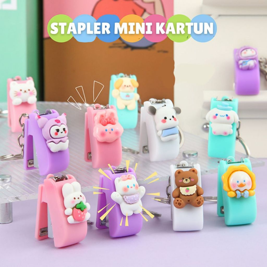 

Mini Stapler Cartoon, Staples Kecil Mungil dengan Gantungan Motif Kartun Lucu